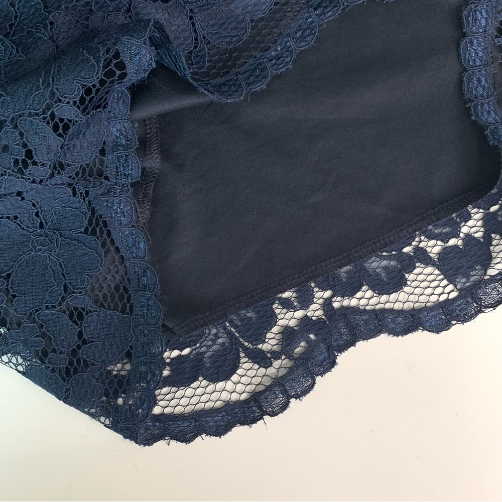 Navy Blue Long Sleeve Stretch Lace Mini Dress Medium Soprano for Macy’s Medium - Picture 5 of 10